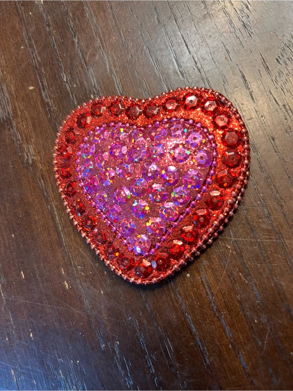 Red Rhinestone Heart Compact Mirror Pocket Makeup Mirror Valentine Bling Gift